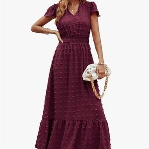Pretty Garden Dress - Maroon